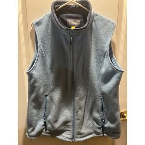 Cabelas Vest Womens L Blue Sleeveless Fleece Zip Outdoors Ladies Hiking